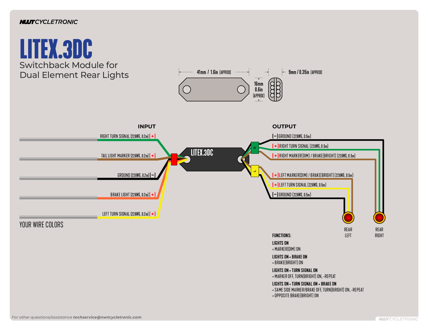 LEDX.R18YR Turn Signals + Brake
